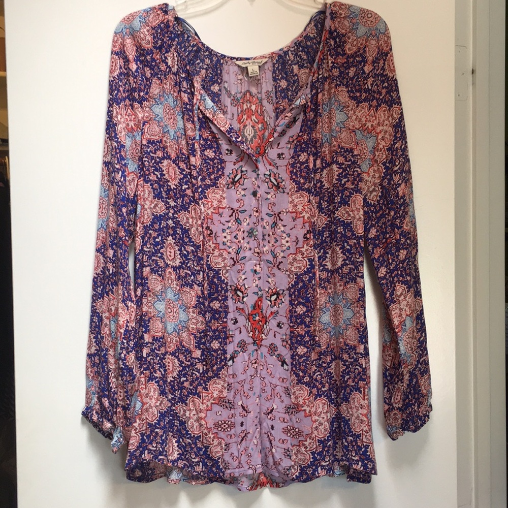 Lucky Brand Printed Half Button-Up